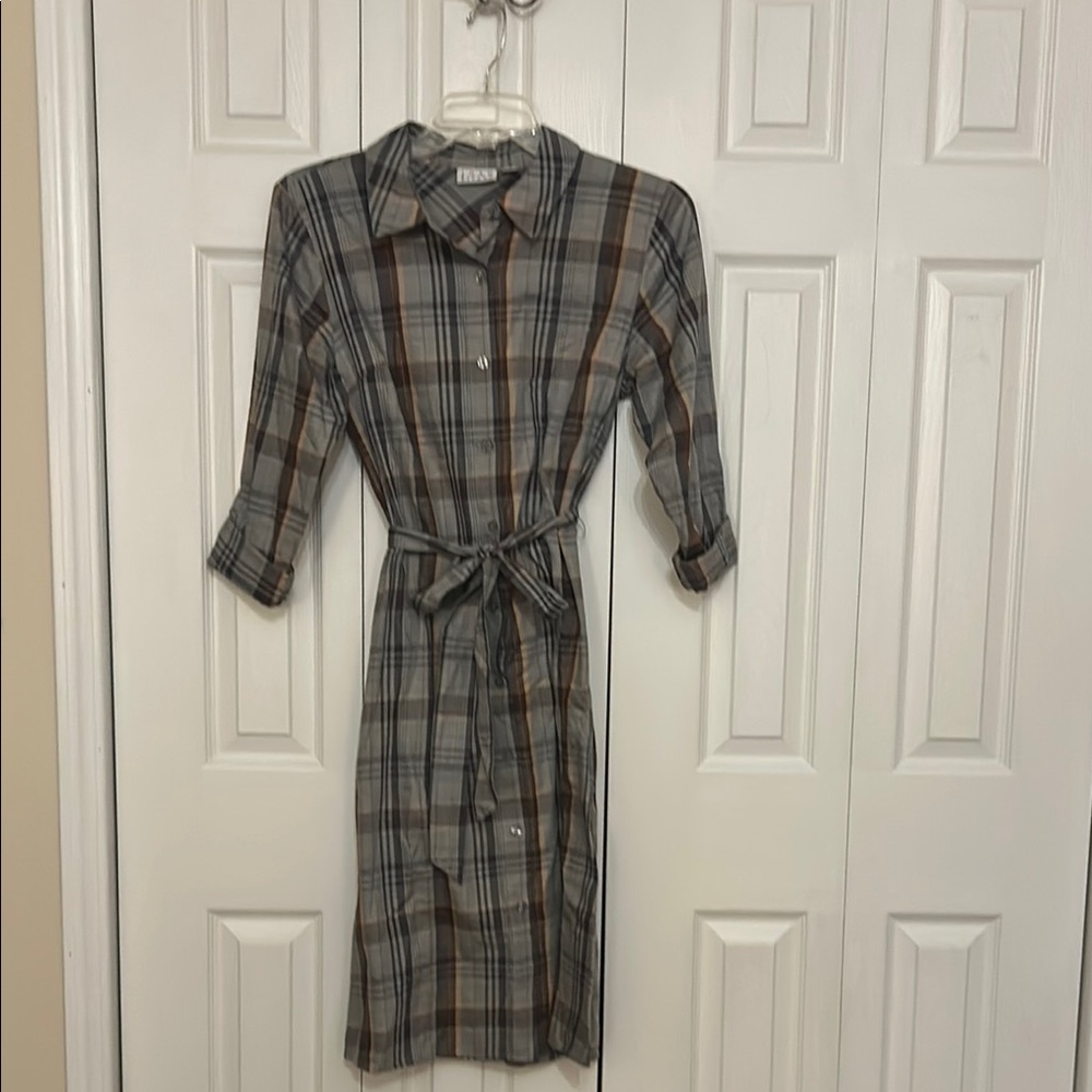 Joan Rivers Gray and Black Notched Collar Dress